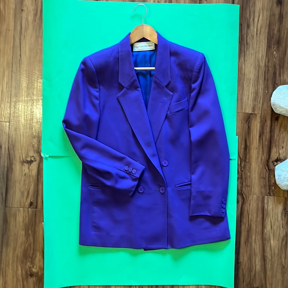 EVAN PICONNE. Womens purple Blazer double breasted; fully lined. soft wool